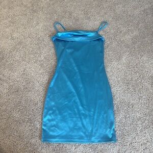 Sleek Blue Satin Dress